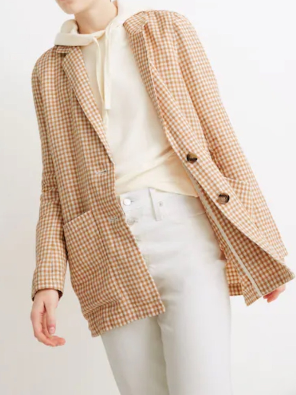 Madewell Linen Dorset Blazer in Gingham Check